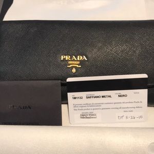Prada Saffiano Metal wallet with box